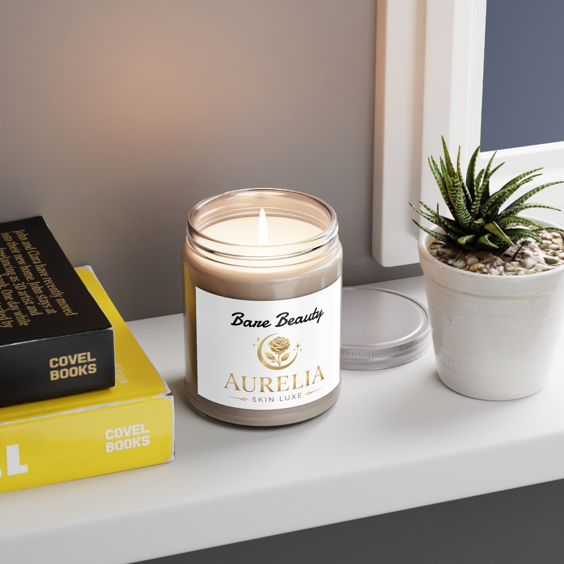 Aurelia Skin Luxe Soy Candle — "Bare Beauty" 9oz Scented Jar with White Lid