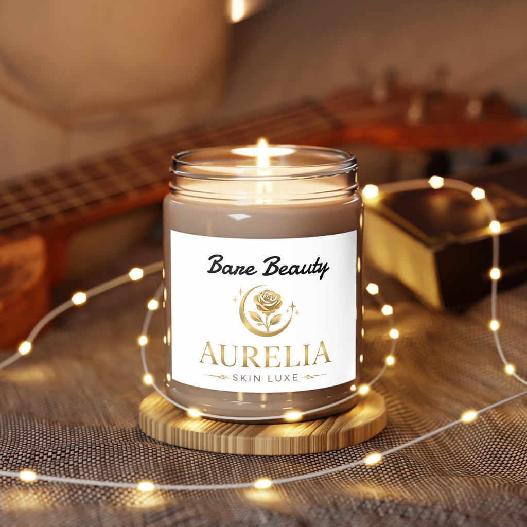 Aurelia Skin Luxe Soy Candle — "Bare Beauty" 9oz Scented Jar with White Lid