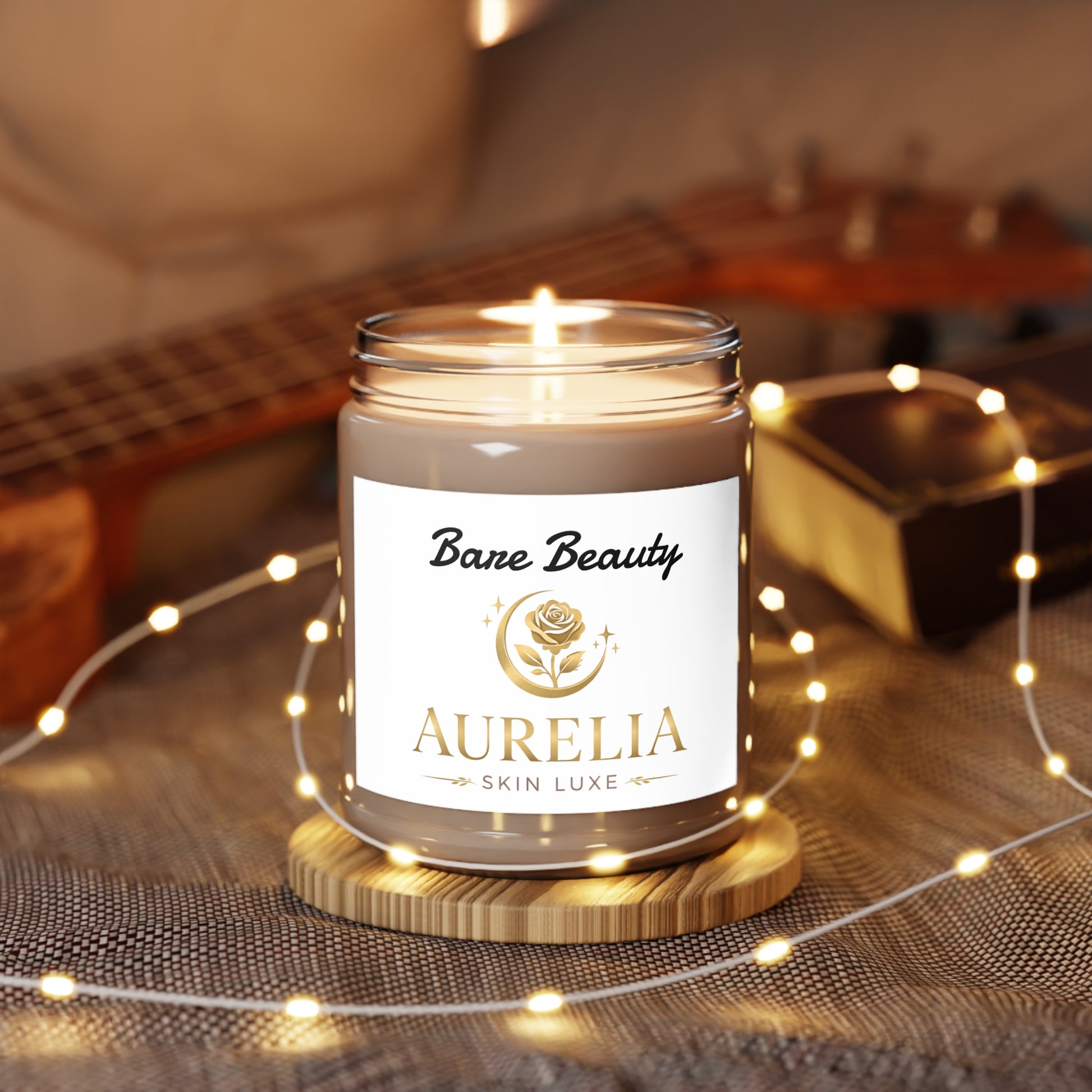Aurelia Skin Luxe Soy Candle — "Bare Beauty" 9oz Scented Jar with White Lid