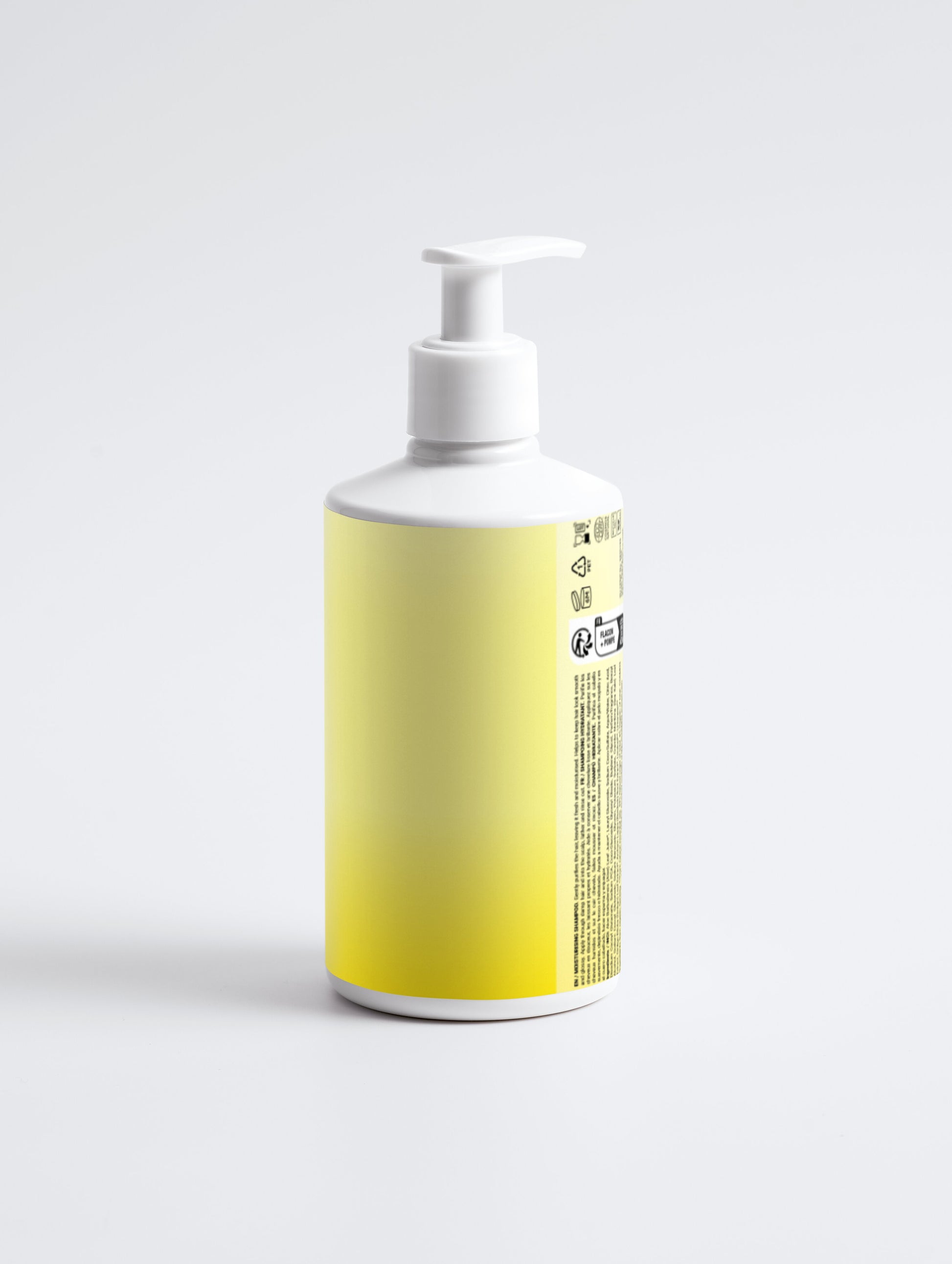 Bottle with a yellow label on a white background