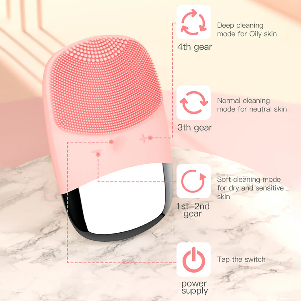 Mini Sonic Electric Facial Cleansing Brush – IPX7 Waterproof, Deep Pore Cleansing & Exfoliating Massager