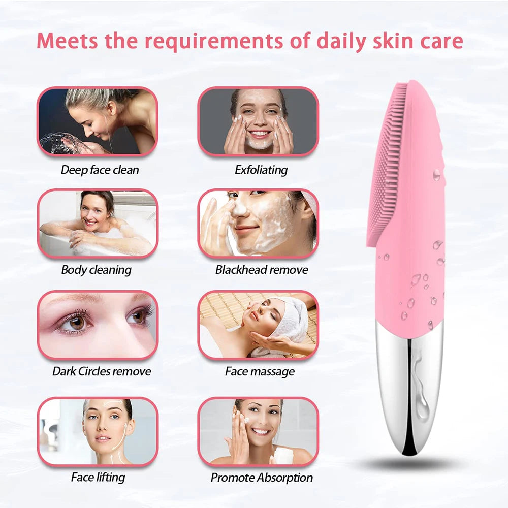 Mini Sonic Electric Facial Cleansing Brush – IPX7 Waterproof, Deep Pore Cleansing & Exfoliating Massager
