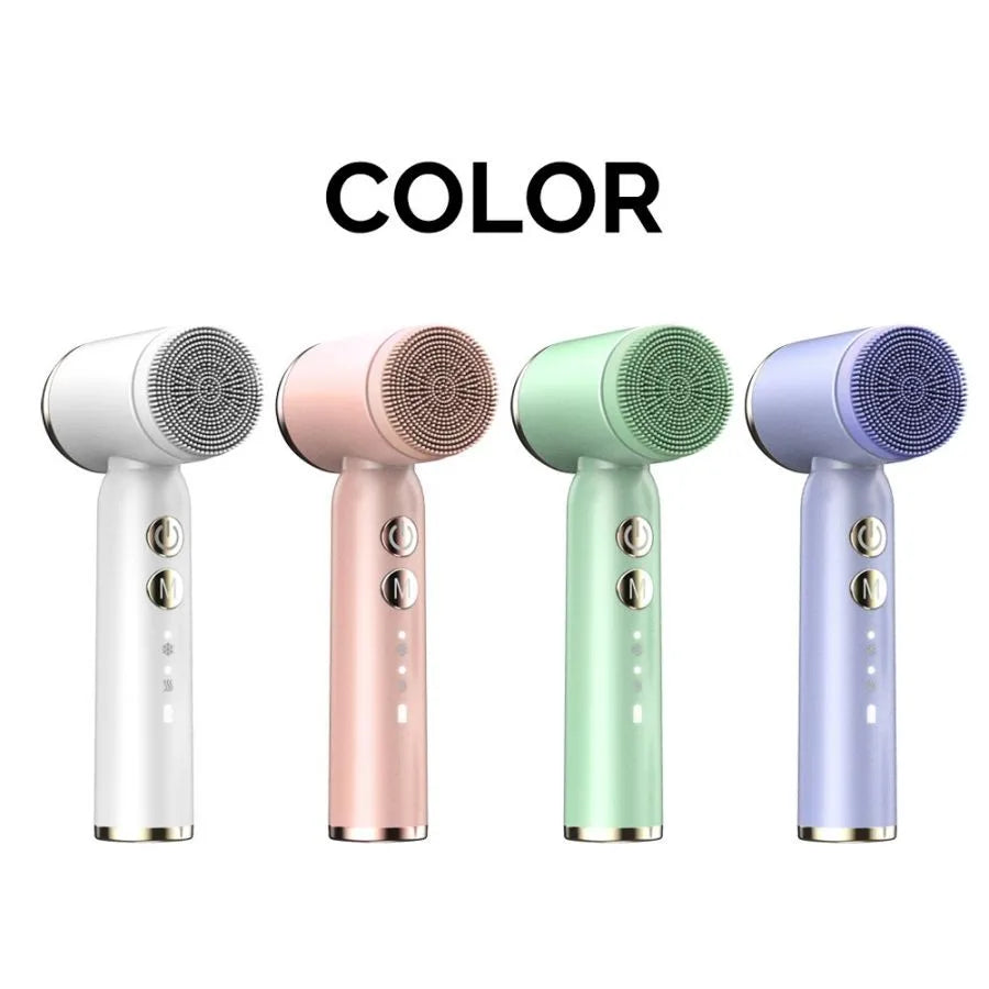 6-in-1 Ultrasonic Electric Face Cleansing Brush – Compress Therapy, Exfoliating & Blackhead Removal
