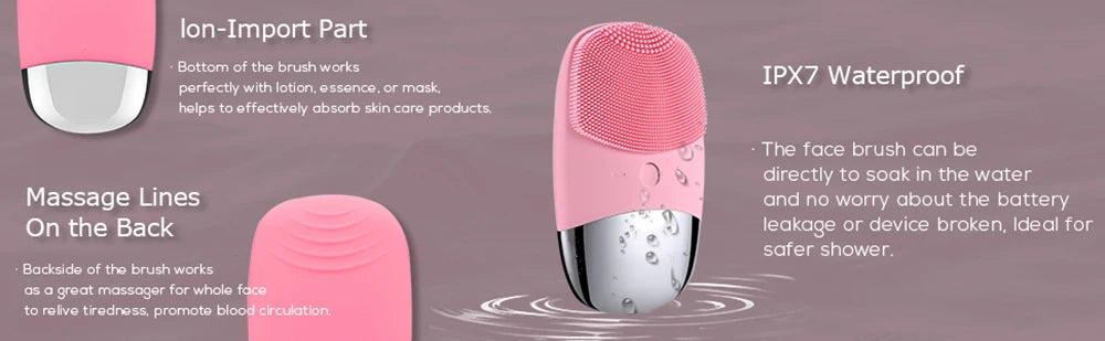 Mini Sonic Electric Facial Cleansing Brush – IPX7 Waterproof, Deep Pore Cleansing & Exfoliating Massager