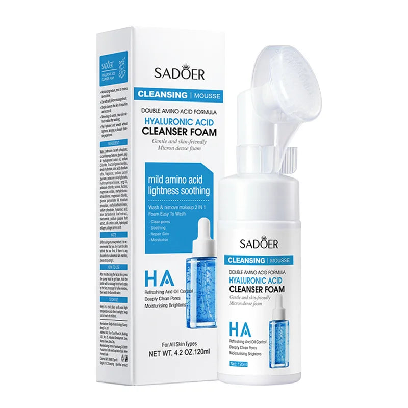 SADOER Brightening Facial Cleanser Foam – Vitamin C, Q10, Hyaluronic Acid & Vitamin B5 Variants, 100ml