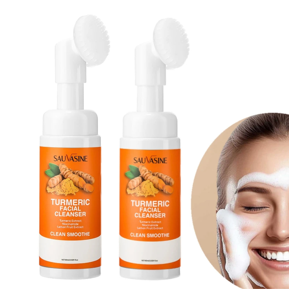 Turmeric Brightening Facial Cleanser Foam with Brush