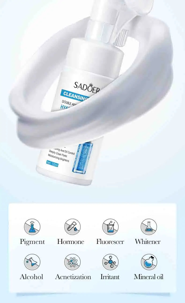 SADOER Brightening Facial Cleanser Foam – Vitamin C, Q10, Hyaluronic Acid & Vitamin B5 Variants, 100ml