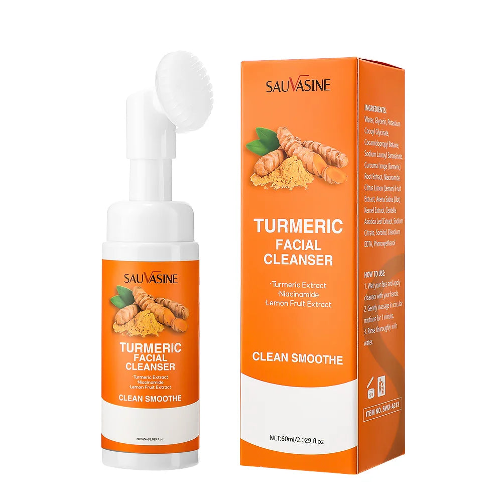 Turmeric Cleanser Color Turmeric Brightening Facial Cleanser Foam with Brush