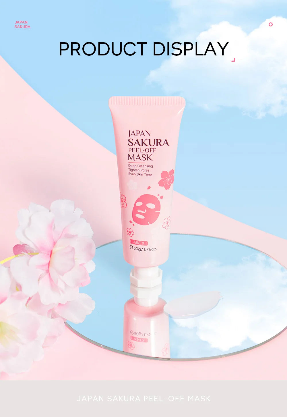 24K Gold & Sakura Peeling Face Mask – Anti-Wrinkle, Blackhead Removal & Brightening, 50g