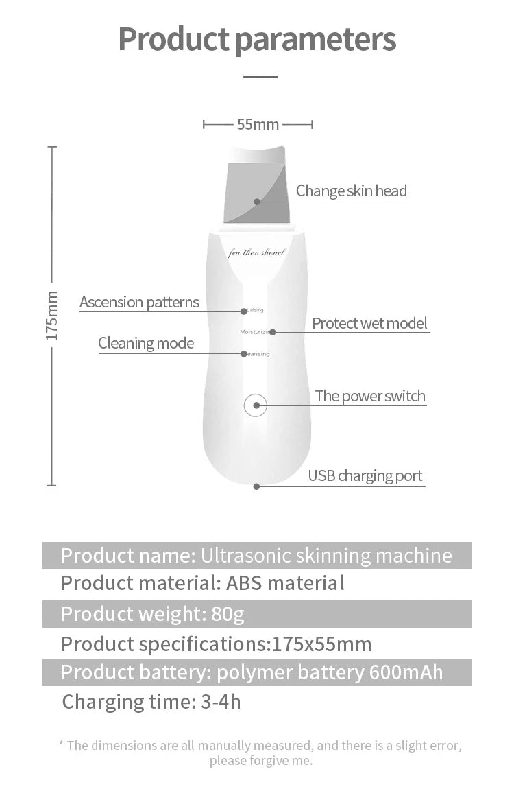 Ultrasonic Skin Scrubber Spatula – Blackhead Removal, Deep Pore Cleansing & Exfoliating Tool