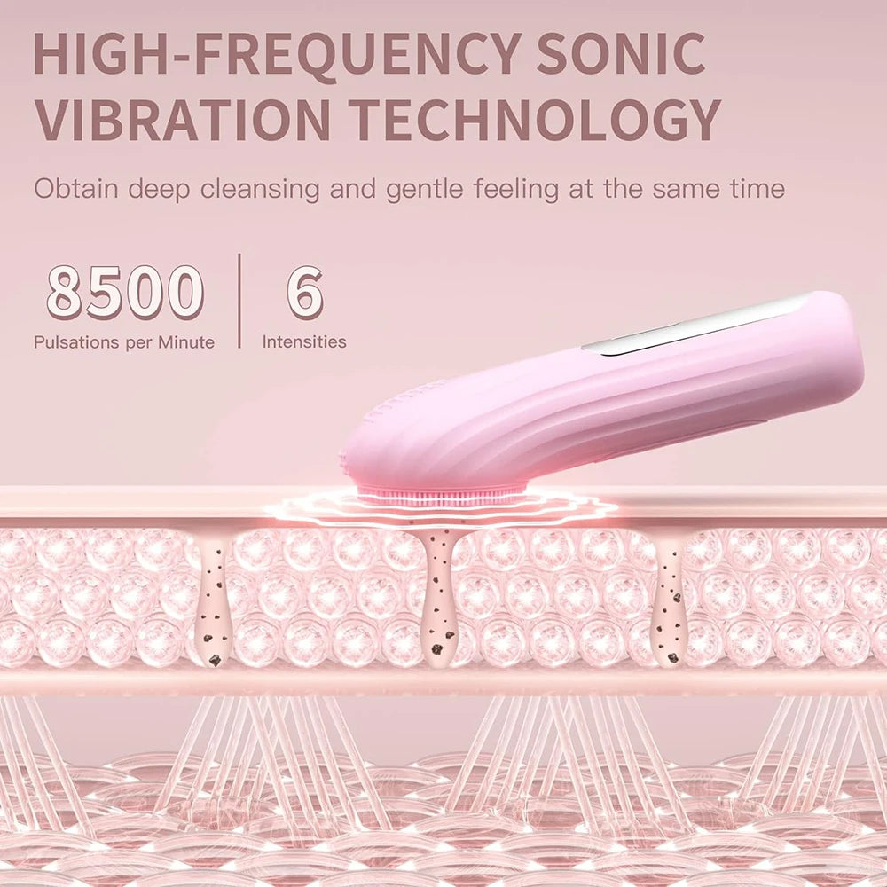 Sonic Silicone Facial Cleansing Brush – Heated IPX7 Design
