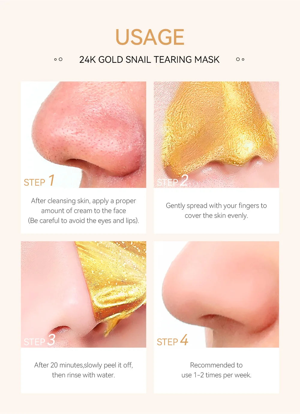 24K Gold & Sakura Peeling Face Mask – Anti-Wrinkle, Blackhead Removal & Brightening, 50g