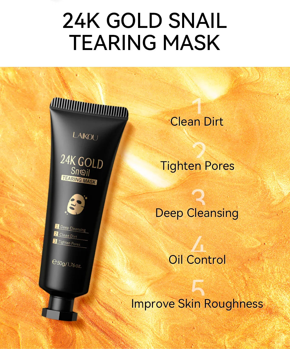 24K Gold & Sakura Peeling Face Mask – Anti-Wrinkle, Blackhead Removal & Brightening, 50g