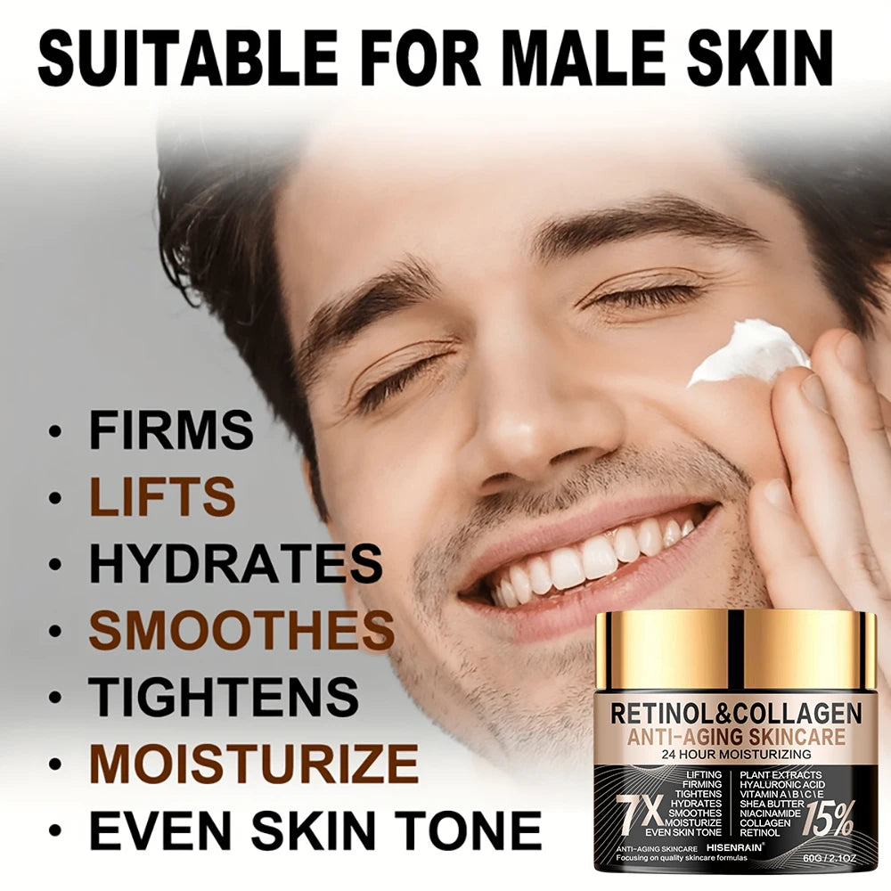 HISENRAIN Retinol & Collagen Anti-Ageing Face Cream – Firming, Wrinkle Reduction & Intense Moisturiser (30g / 60g)