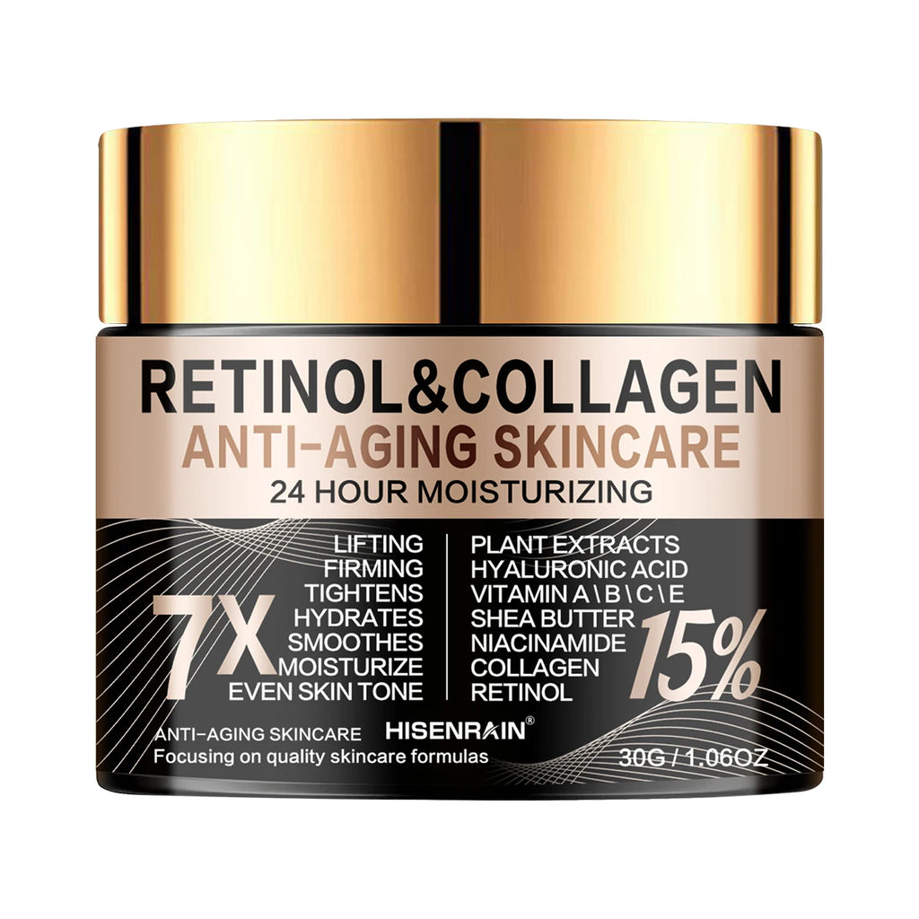 HISENRAIN Retinol & Collagen Anti-Ageing Face Cream – Firming, Wrinkle Reduction & Intense Moisturiser (30g / 60g)