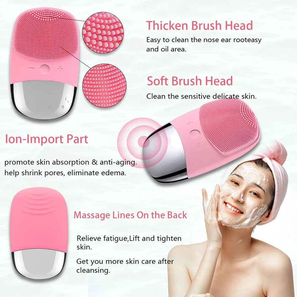 Mini Sonic Electric Facial Cleansing Brush – IPX7 Waterproof, Deep Pore Cleansing & Exfoliating Massager