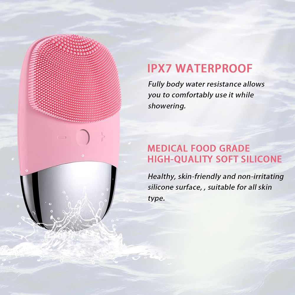 Mini Sonic Electric Facial Cleansing Brush – IPX7 Waterproof, Deep Pore Cleansing & Exfoliating Massager