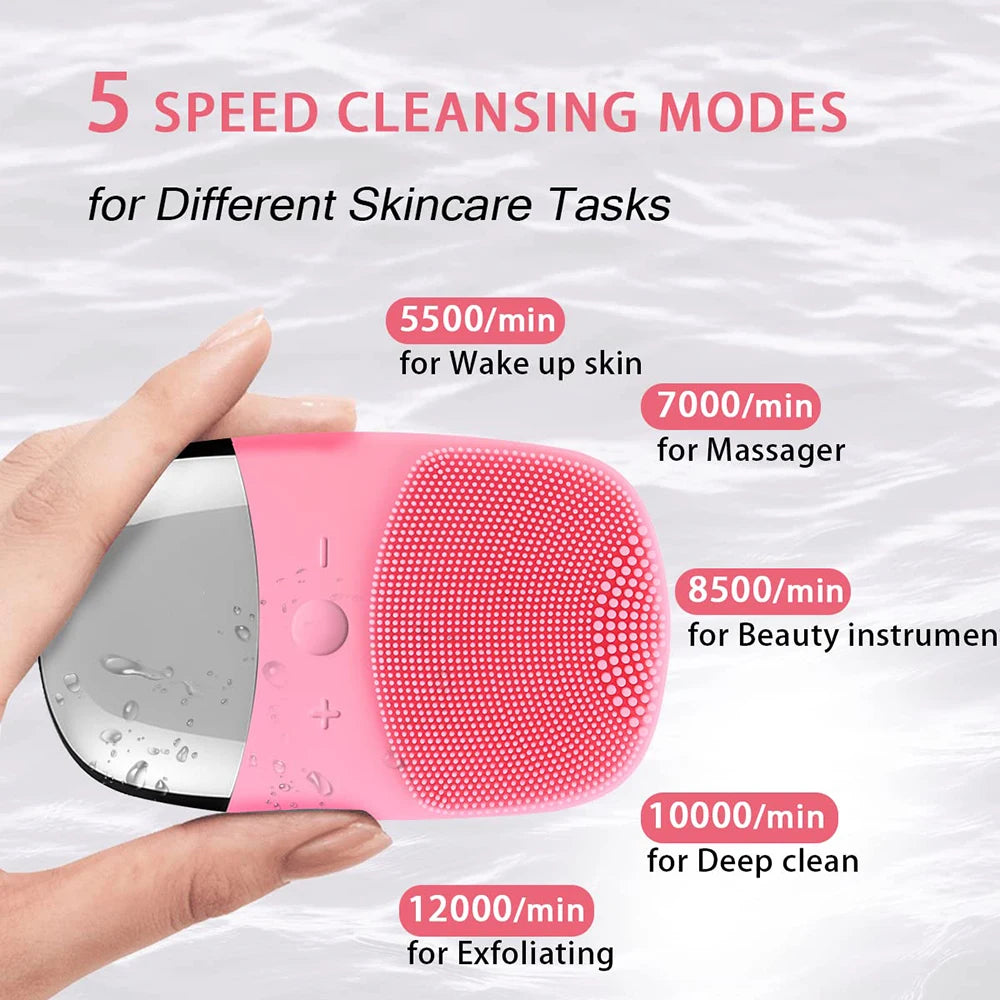 Mini Sonic Electric Facial Cleansing Brush – IPX7 Waterproof, Deep Pore Cleansing & Exfoliating Massager