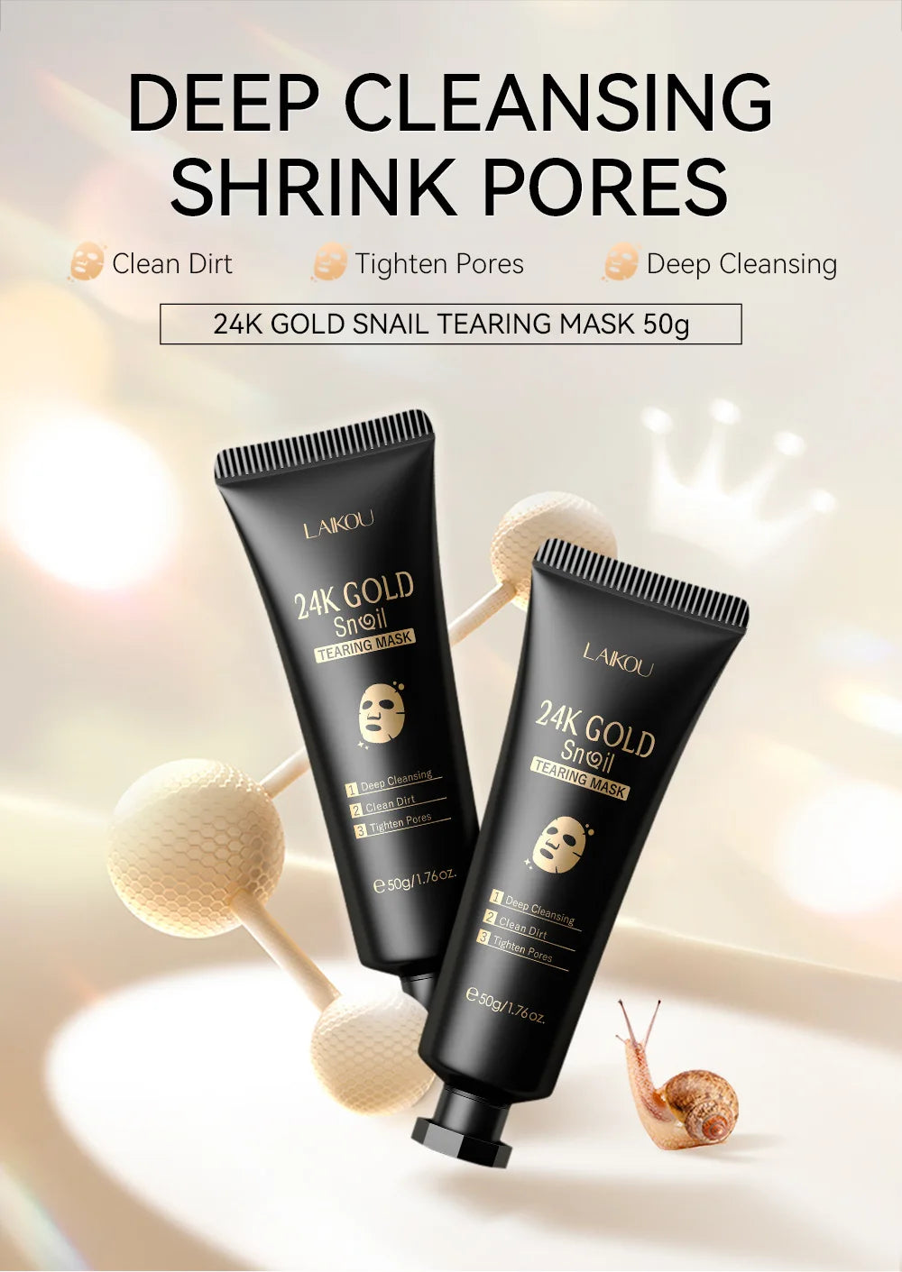 24K Gold & Sakura Peeling Face Mask – Anti-Wrinkle, Blackhead Removal & Brightening, 50g