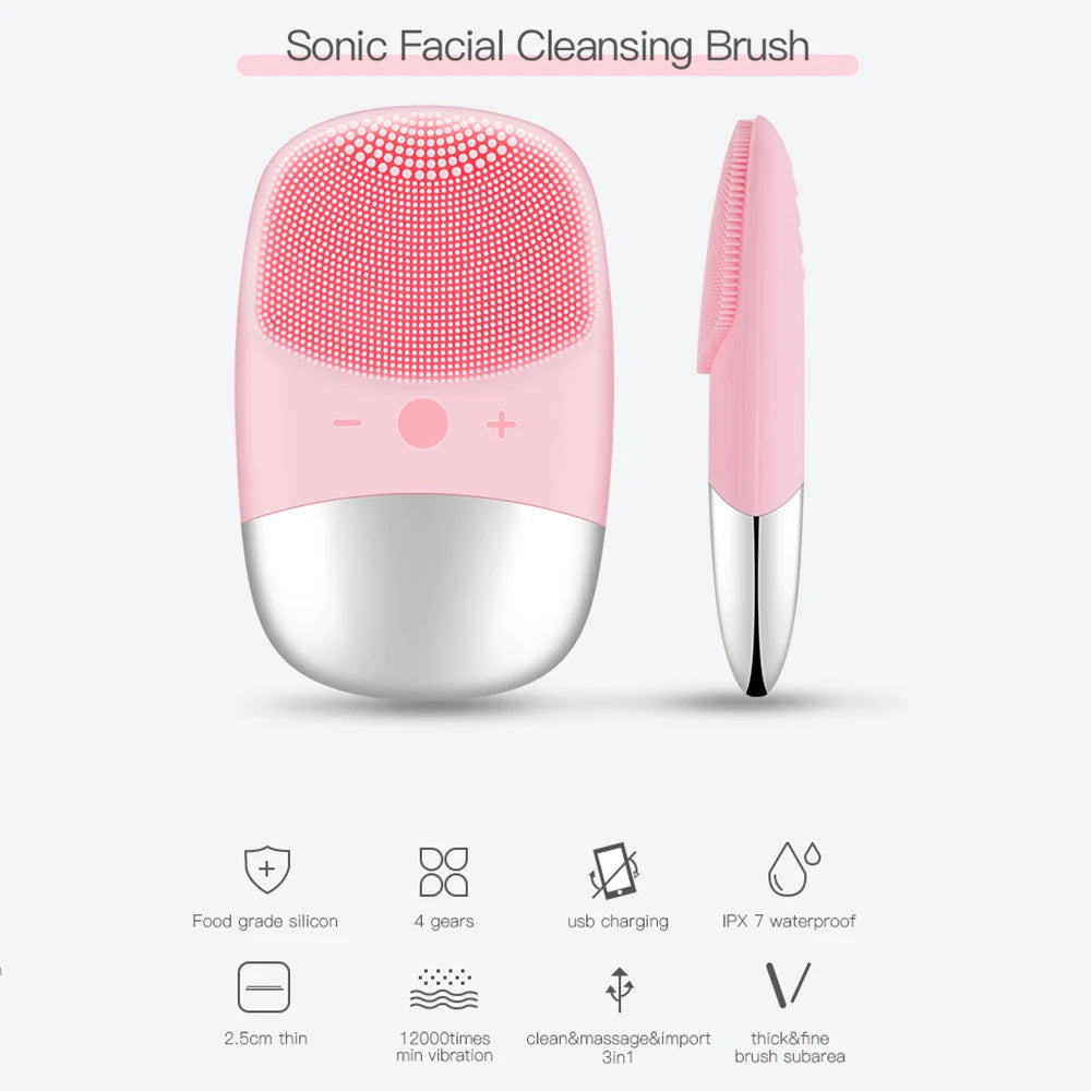Mini Sonic Electric Facial Cleansing Brush – IPX7 Waterproof, Deep Pore Cleansing & Exfoliating Massager