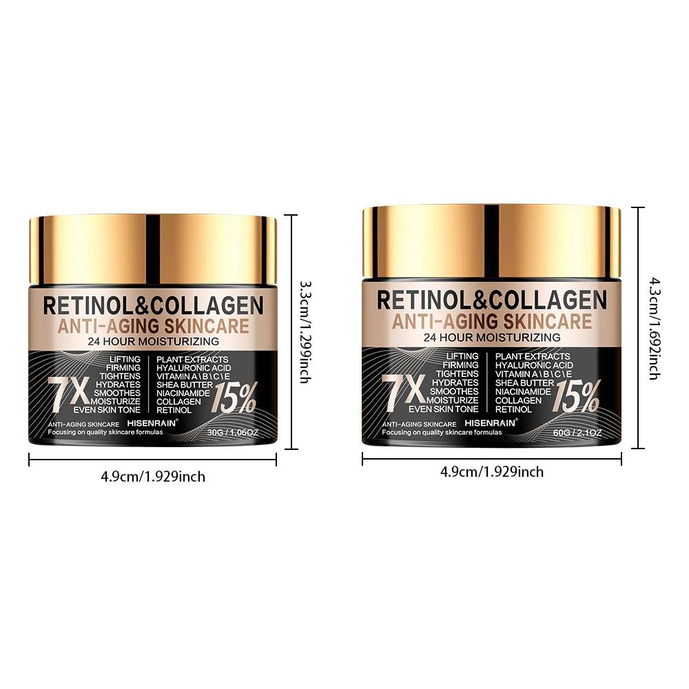 HISENRAIN Retinol & Collagen Anti-Ageing Face Cream – Firming, Wrinkle Reduction & Intense Moisturiser (30g / 60g)