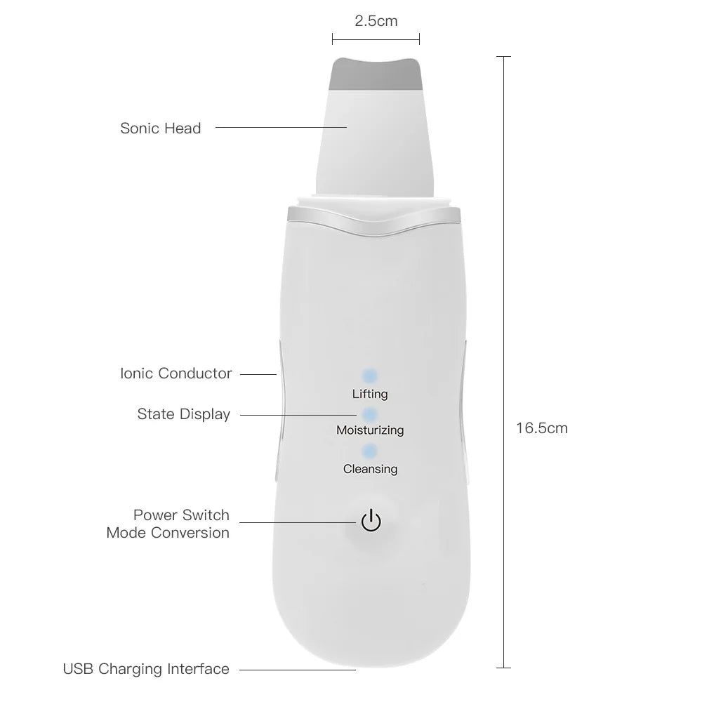 Ultrasonic Skin Scrubber Spatula – Blackhead Removal, Deep Pore Cleansing & Exfoliating Tool