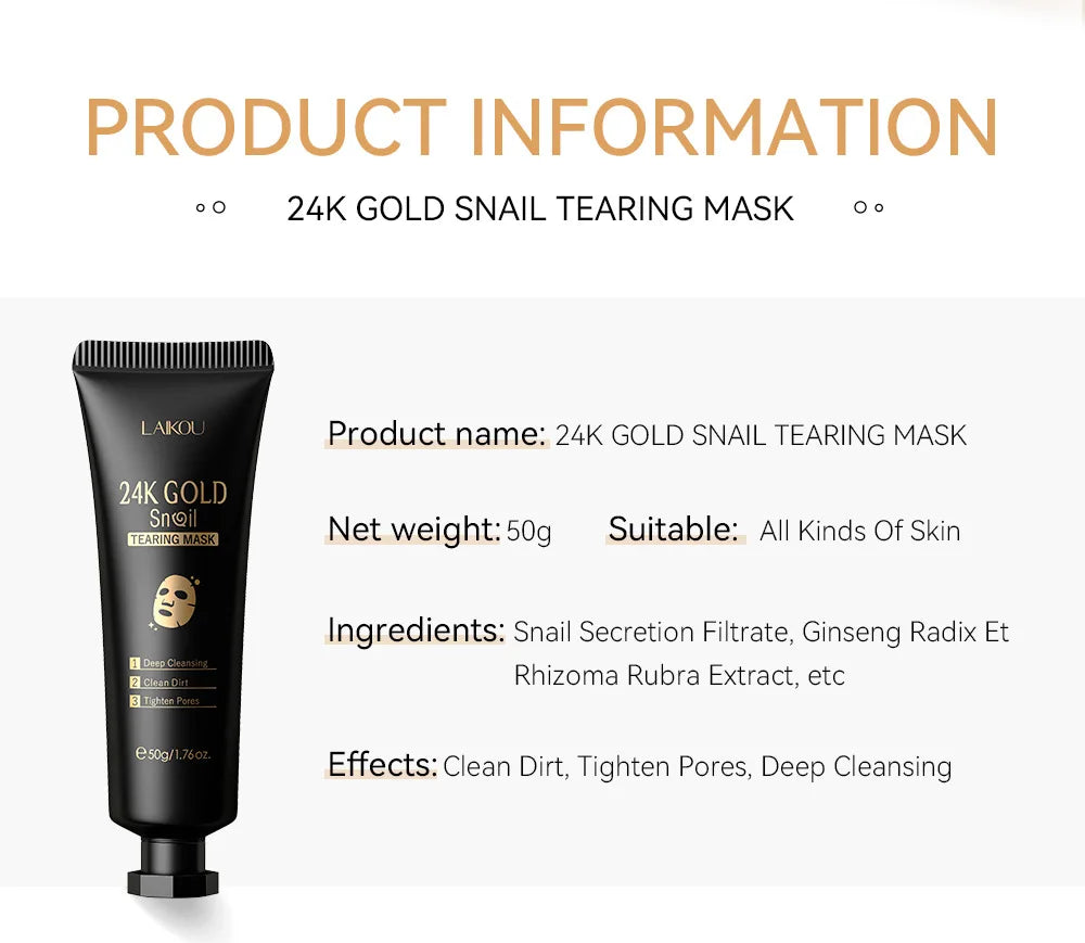 24K Gold & Sakura Peeling Face Mask – Anti-Wrinkle, Blackhead Removal & Brightening, 50g