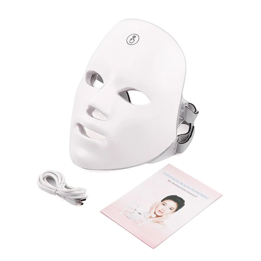 7-Color LED Photon Facial Mask – Rechargeable Light Therapy for Skin Rejuvenation, Anti-Ageing & Whitening