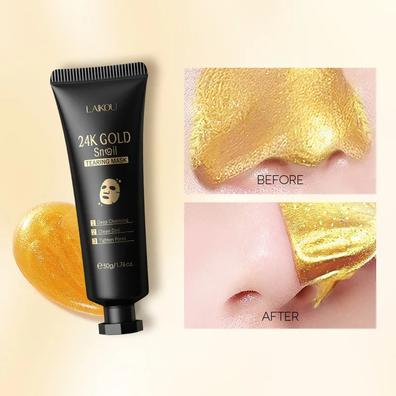 24K Gold & Sakura Peeling Face Mask – Anti-Wrinkle, Blackhead Removal & Brightening, 50g