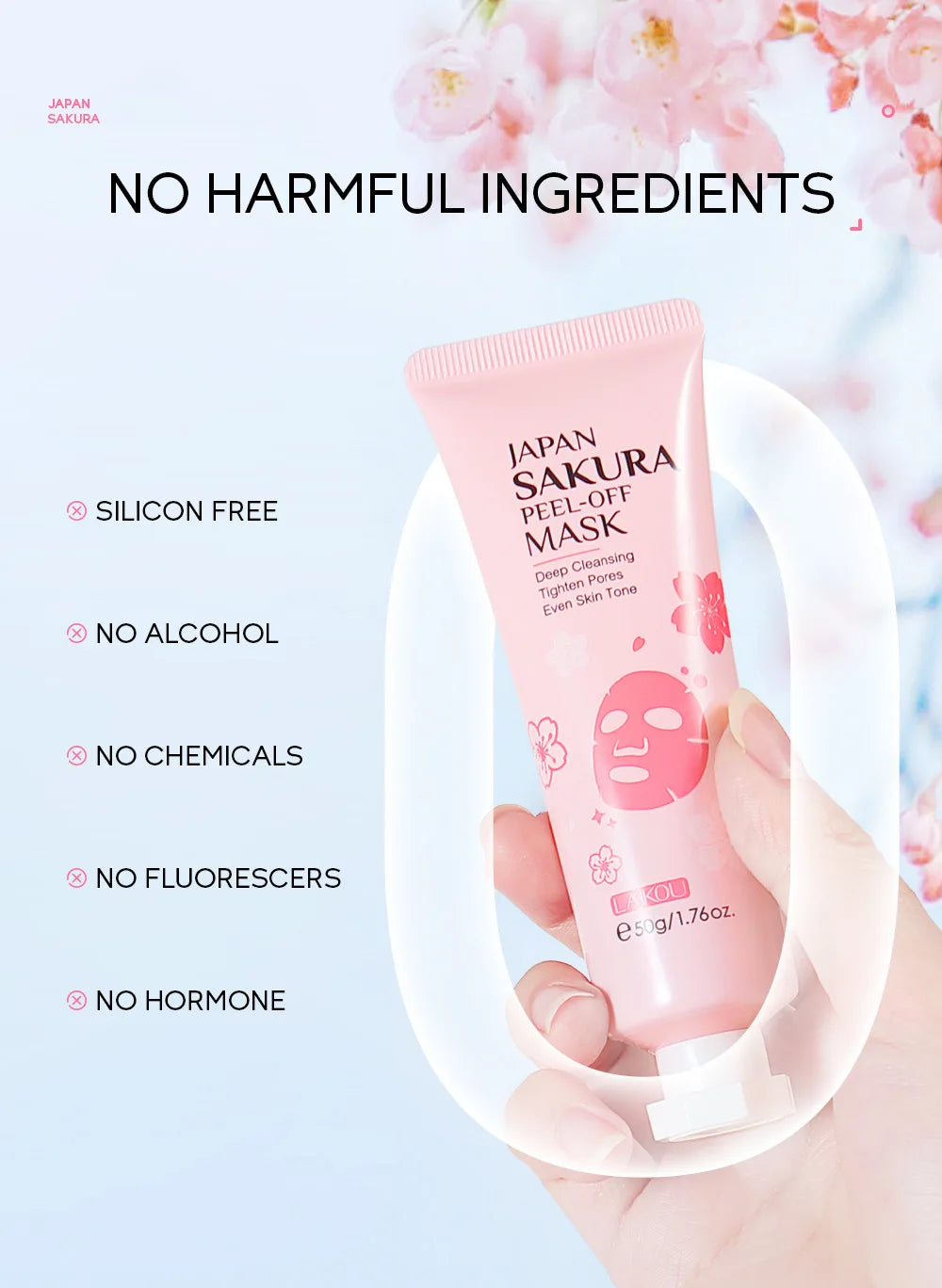 24K Gold & Sakura Peeling Face Mask – Anti-Wrinkle, Blackhead Removal & Brightening, 50g