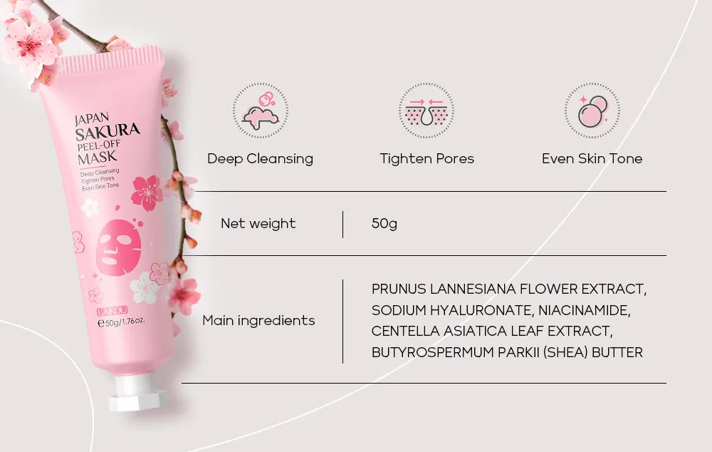 24K Gold & Sakura Peeling Face Mask – Anti-Wrinkle, Blackhead Removal & Brightening, 50g
