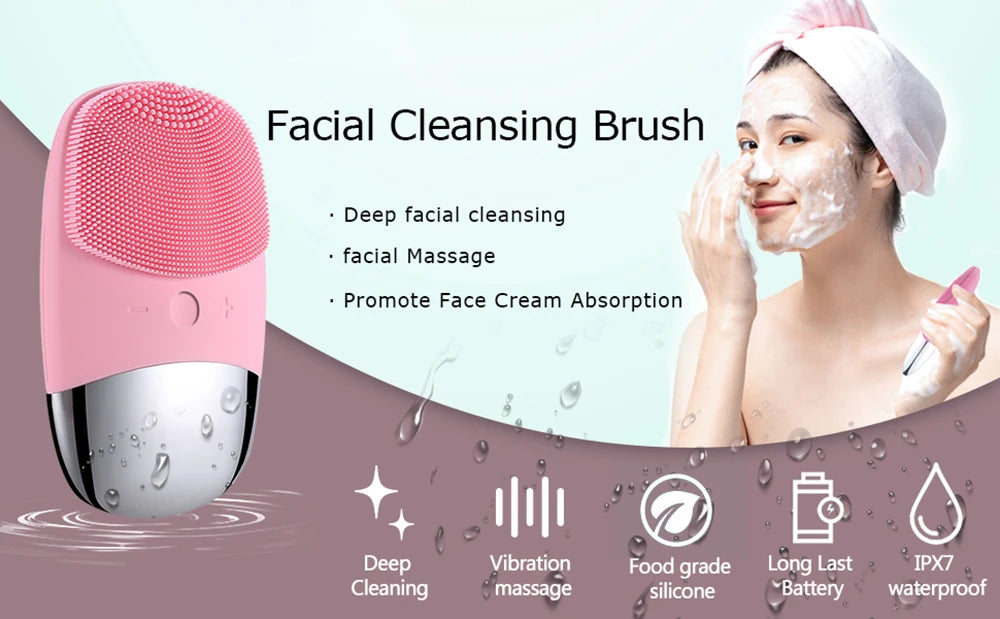 Mini Sonic Electric Facial Cleansing Brush – IPX7 Waterproof, Deep Pore Cleansing & Exfoliating Massager
