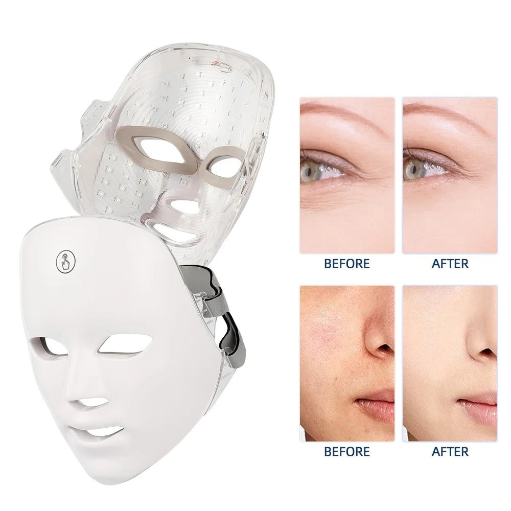 Facial mask with before and after effects on skin