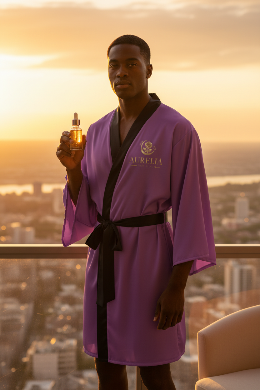Black man — purple robe, black trim