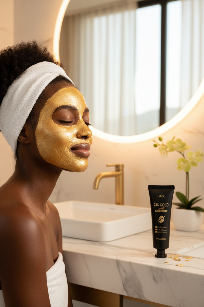 Black woman – gold mask + black tube
