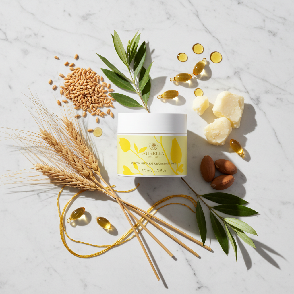 Keratin Hair Mask – Marble Flat Lay