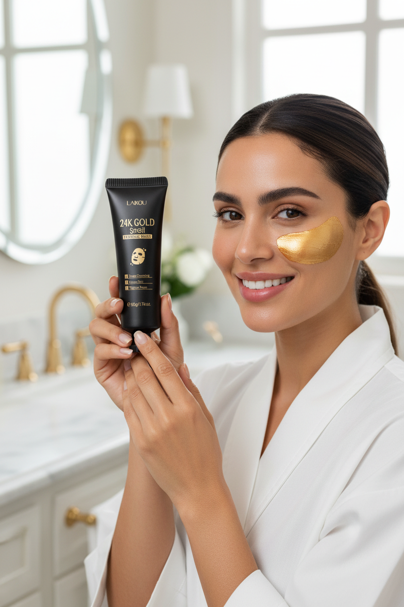 Middle Eastern woman – gold mask + black tube