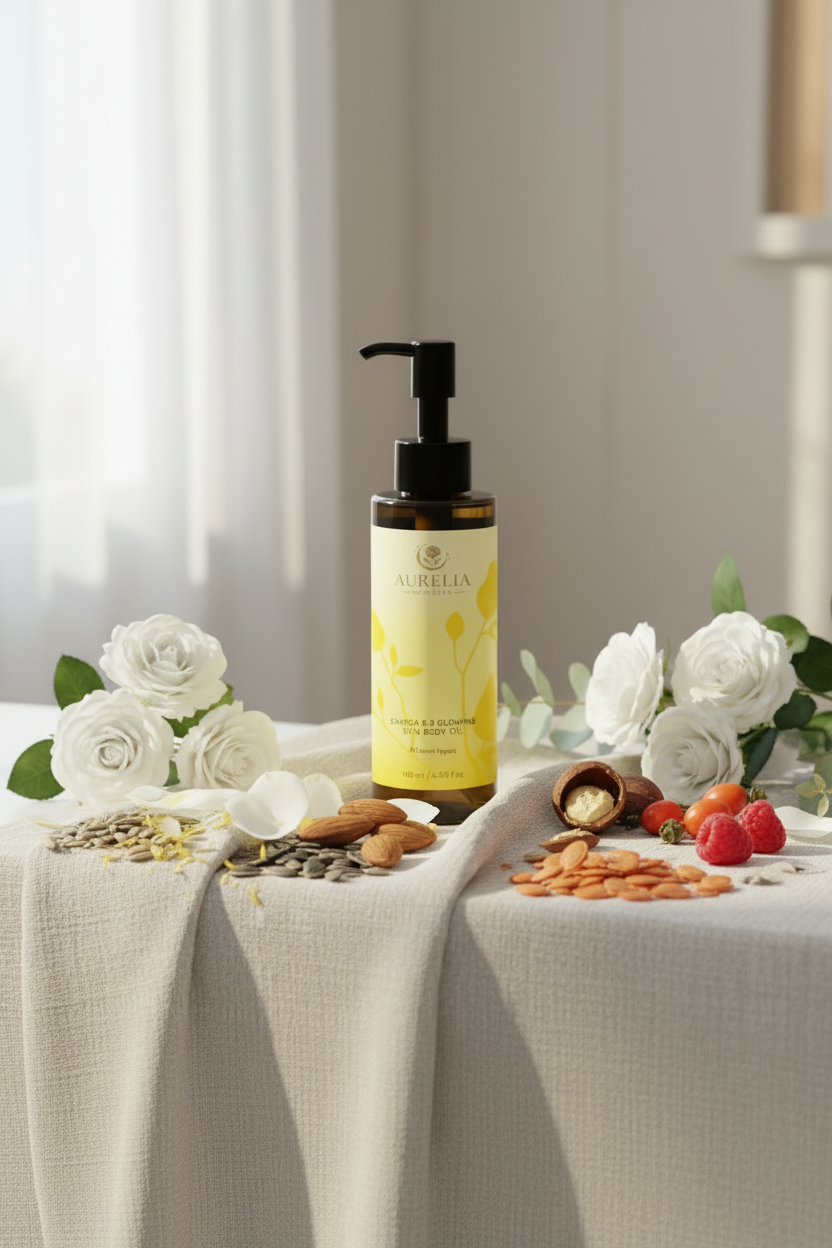 Omega Body Oil – Linen Lifestyle Portrait
