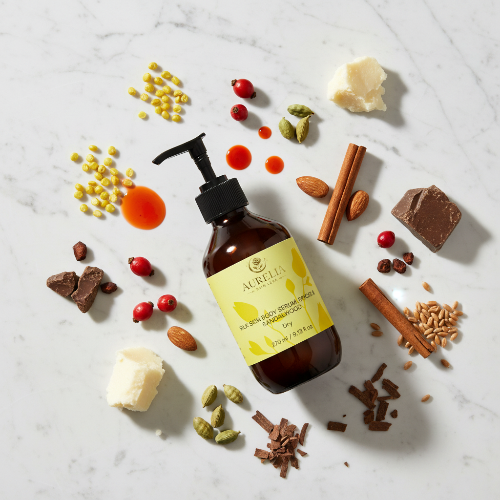 Silk Skin Body Serum – Marble Flat Lay